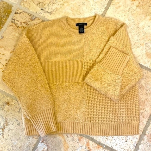 DesignHistory Multi Textured Wool blend Sweater Womens L Crop Patchwork Simple - Picture 3 of 10